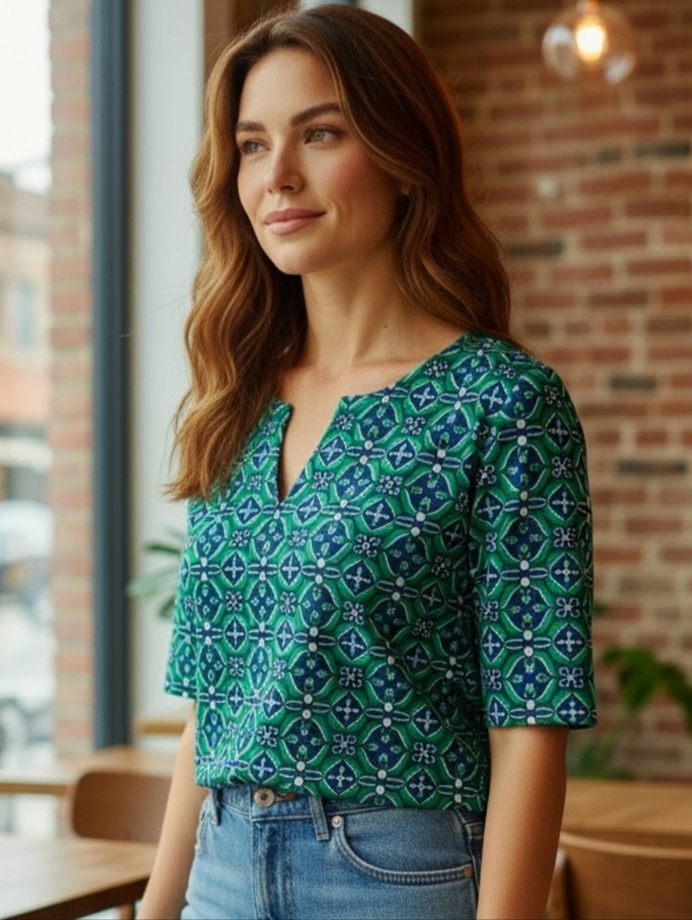Croft & Barrow Geometric Women's 100% Cotton Top